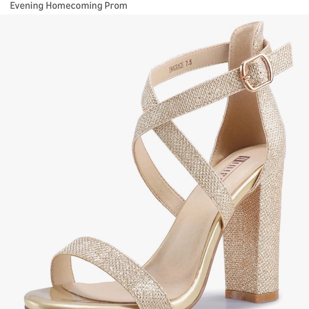 IDIFU Glittering Gold Block Heels